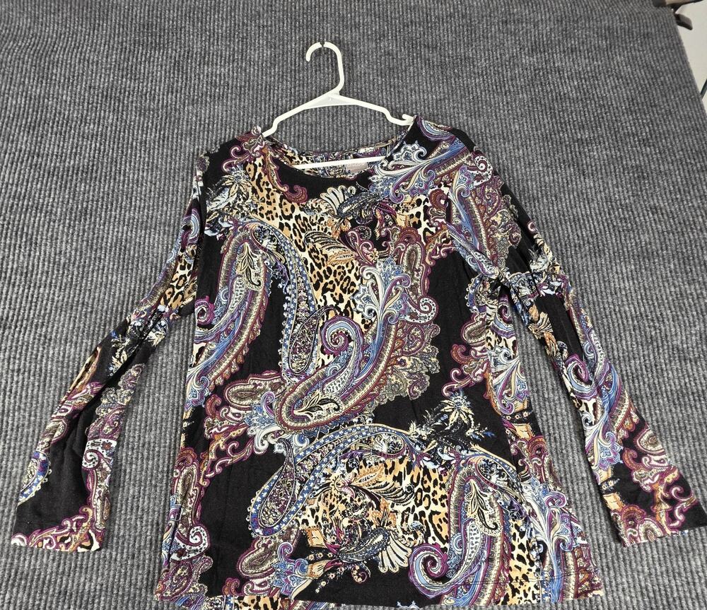 Chicos Women's Paisley Look Long Sleeve Size 2